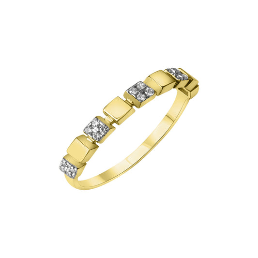 Damenring aus 375/- Gelbgold bicolor glanz mit 20 Zirkonia