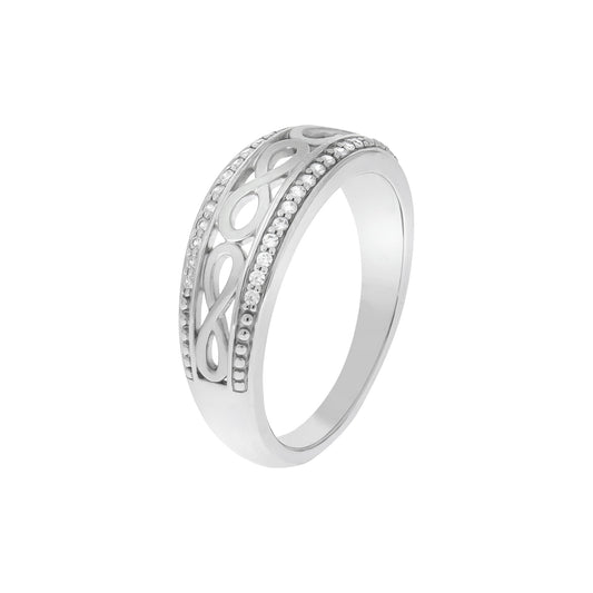 Zeeme Silver - Damen-Ring 925 Silber rhodiniert mit Zirkonia-Steinen und Unendlichkeits-Motiv