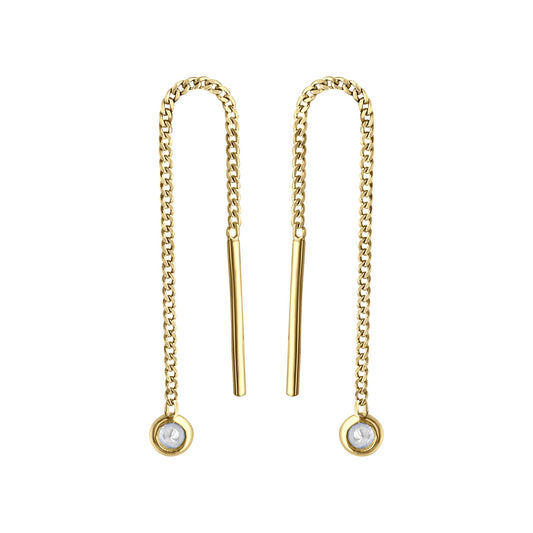 Durchzieh-Ohrringe aus 333/- Gelbgold mit je 1 Zirkonia
