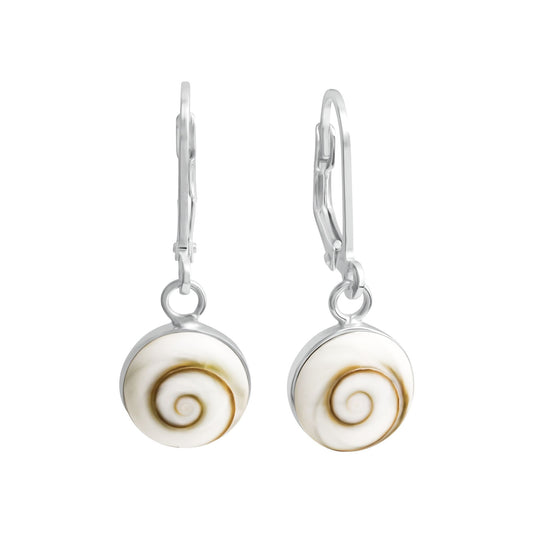 Ohrhänger aus 925/- Sterling Silber rund mit Muschel weiß