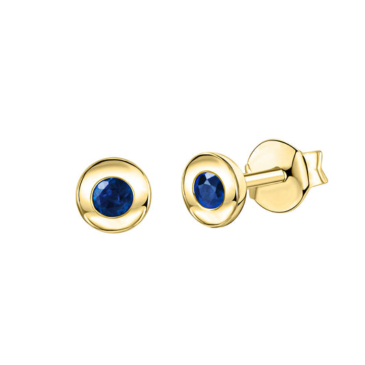Ohrstecker aus 375/- Gelbgold galnz mit Safir