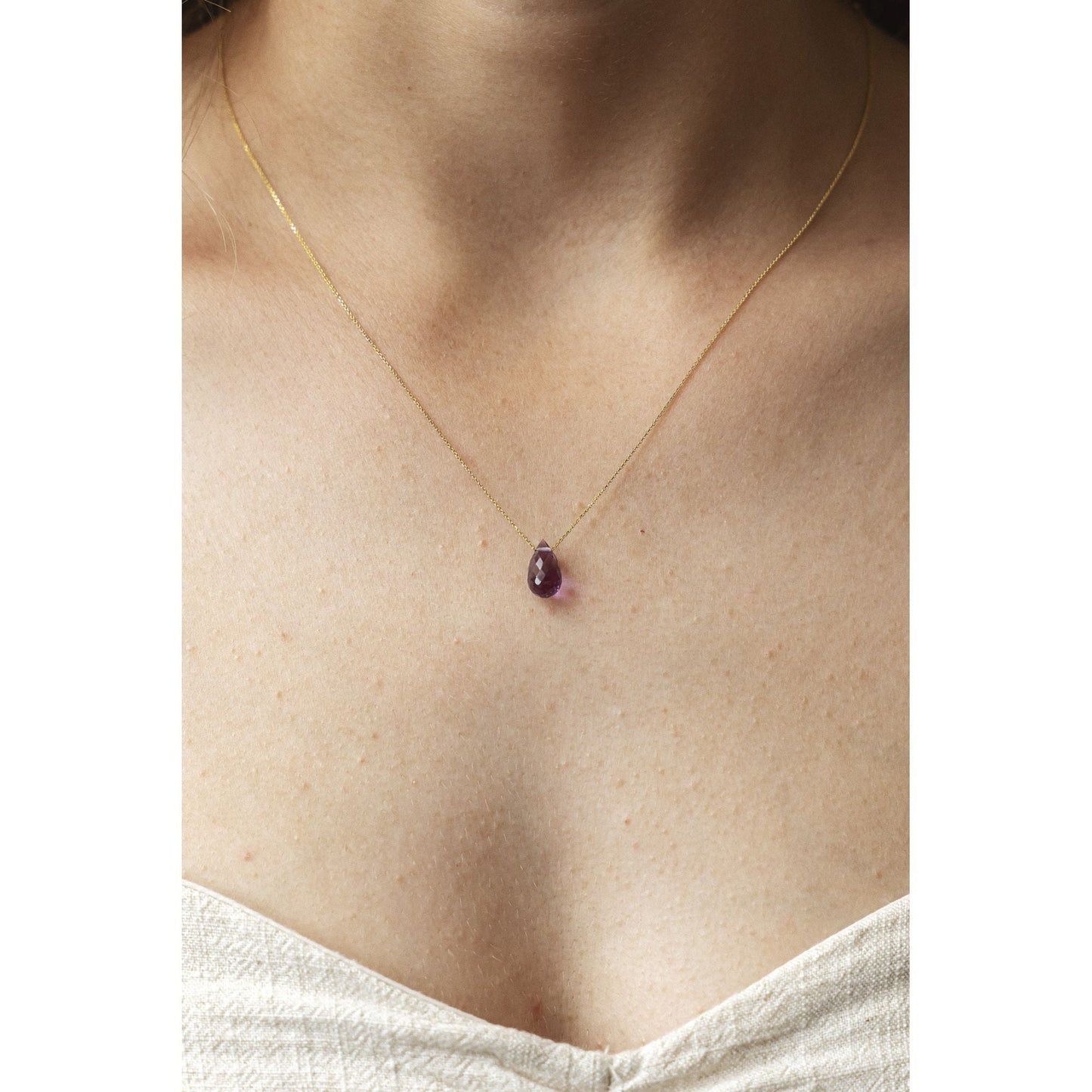 Halskette Ankerkette 375/- Gold 45,0cm Amethyst