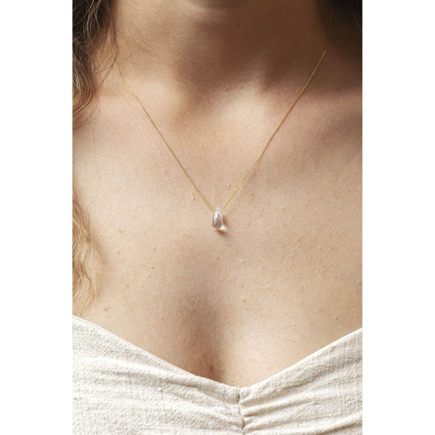 Halskette Ankerkette 375/- Gold 45,0cm Blautopas beh.