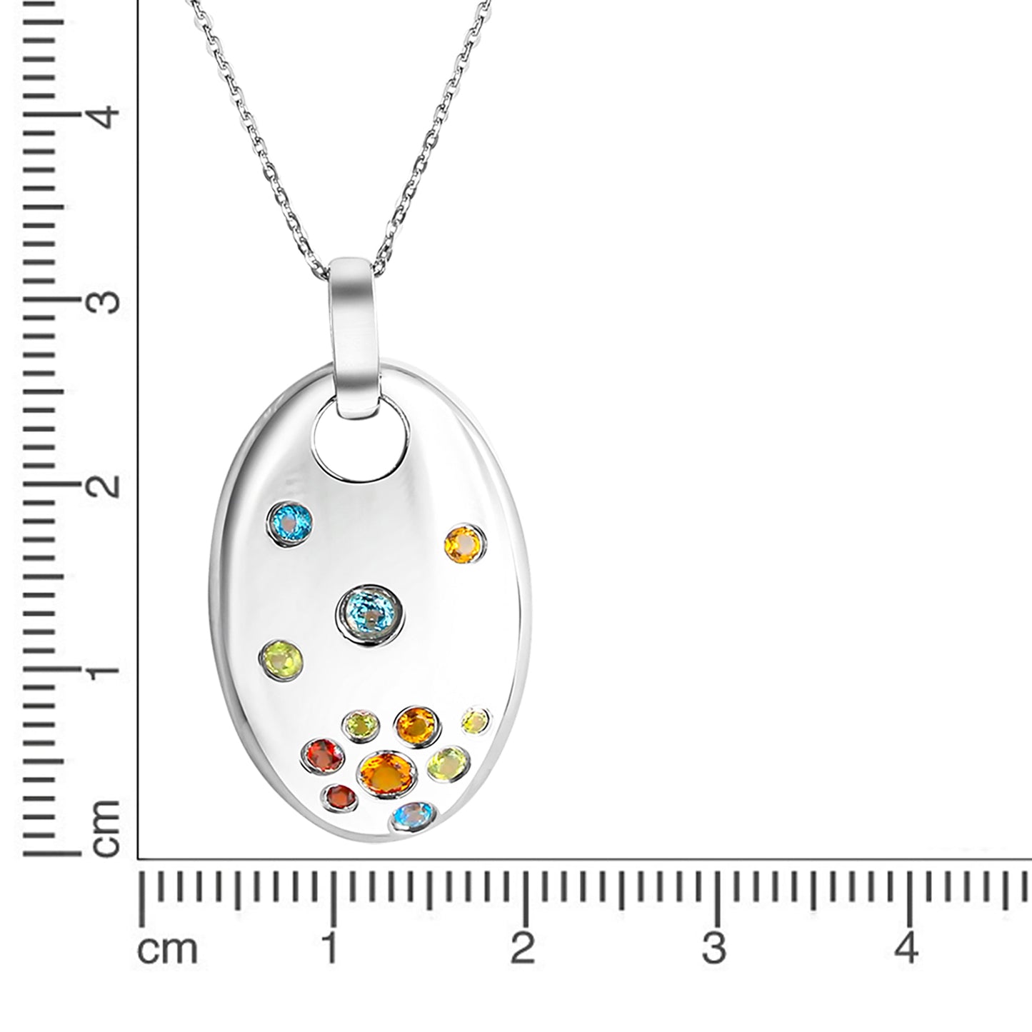 Halskette Ankerkette 925/- Sterling Silber rhodiniert 45,0cm Topas