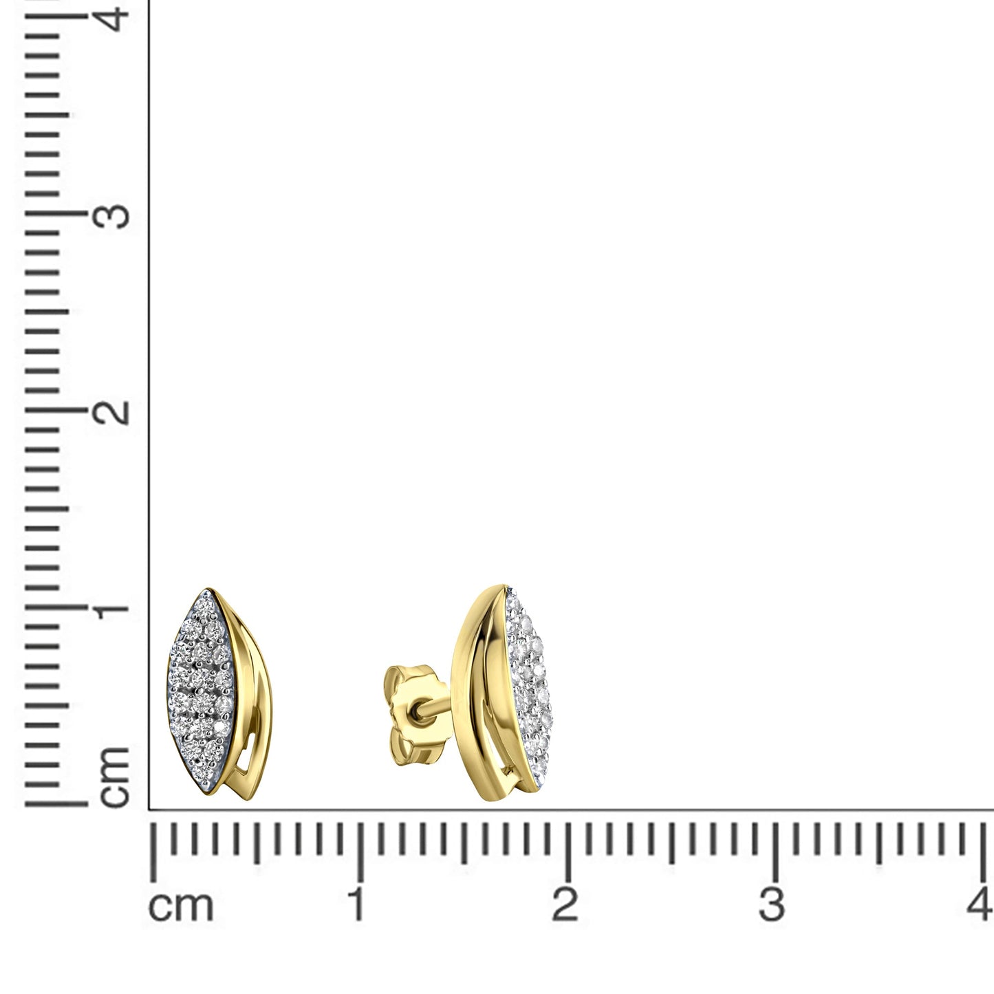 Ohrringe 375/- Gold rhodiniert (teil) 1,1cm Zirkonia