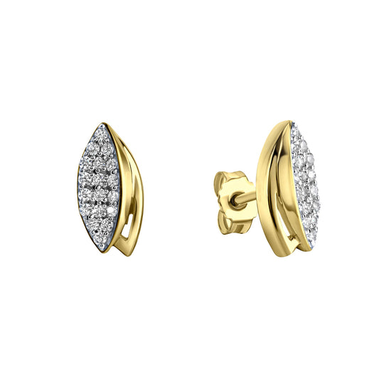 Fascination by Ellen K. - Damen-Ohrstecker aus 375 Gelbgold zweifarbig mit 36x Zirkonia weiß