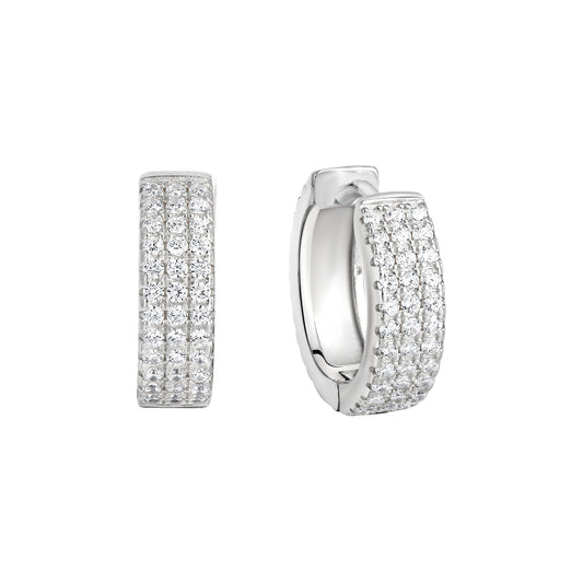 Zeeme Basic - Damen-Ohrringe aus 925 Sterling Silber rhodiniert mit 144 weißen Zirkonia-Steinen