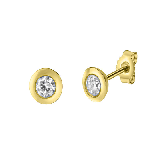 Ohrstecker aus 375/- Gelbgold glanz mit Zirkonia 5,5mm