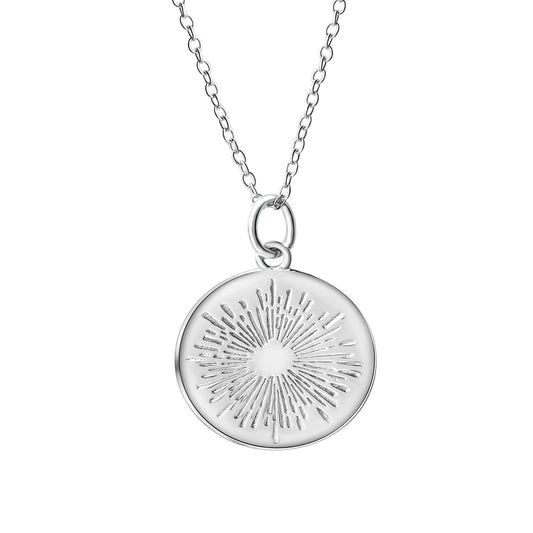 Anhänger mit Kette aus 925/- Sterling Silber rhodiniert Anhänger rund mit Ornament