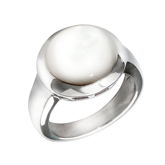 Damenring aus 925/- Sterling Silber rhodiniert mit Perlmutt