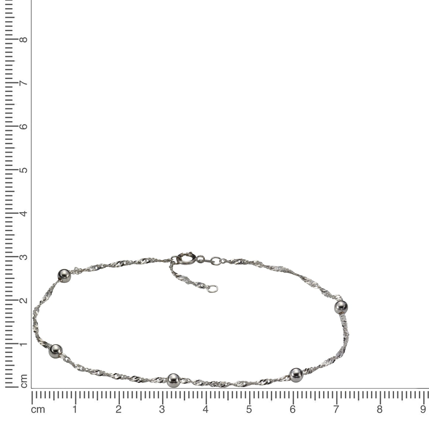 Fusskette 925/- Sterling Silber rhodiniert 24cm