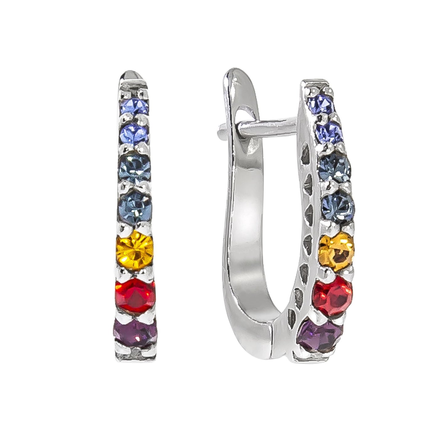 Klappcreolen 925/- Sterling Silber rhodiniert 1,4cm Zirkonia