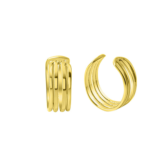 Single Ohrring aus 925/- Sterling Silber vergoldet 4-reihig