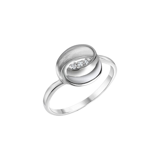 Damenring aus 925/- Sterling Silber rhodiniert matt/glanz mit 3 Zirkonia weiss