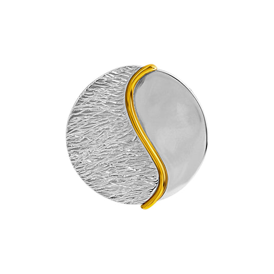 Anhänger aus 925/- Sterling Silber rhodiniert teils vergoldet Oberfläche glanz/strukturiert