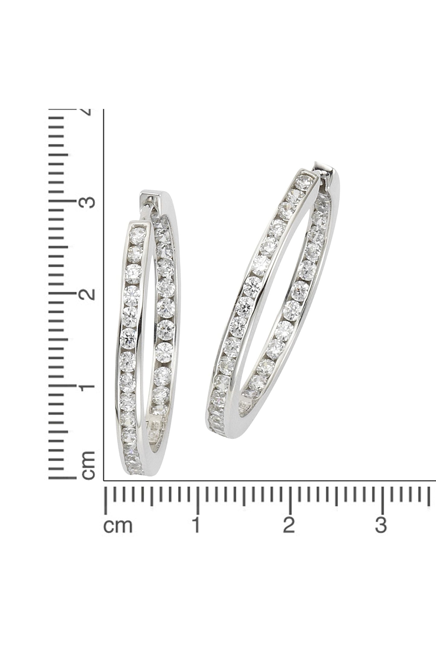 Ohrring 925/- Sterling Silber rhodiniert 3,2cm Zirkonia