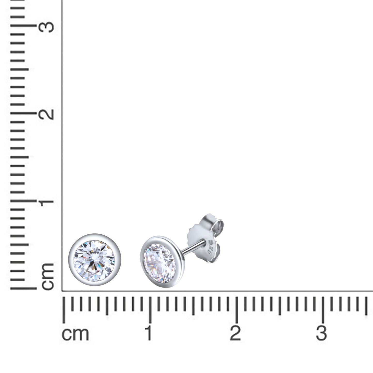 Ohrstecker 925/- Sterling Silber rhodiniert 0,7cm Zirkonia