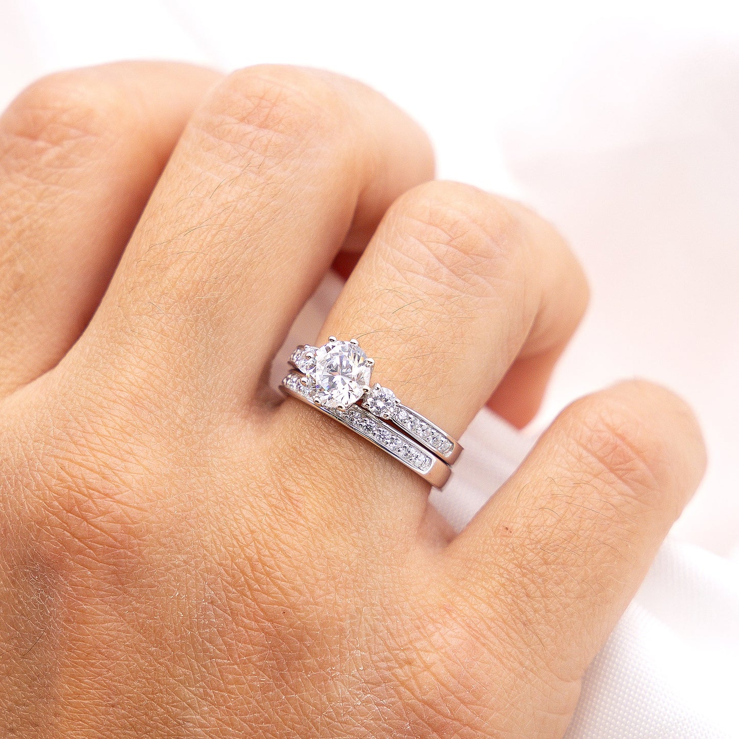 Ring 925/- Sterling Silber rhodiniert Zirkonia