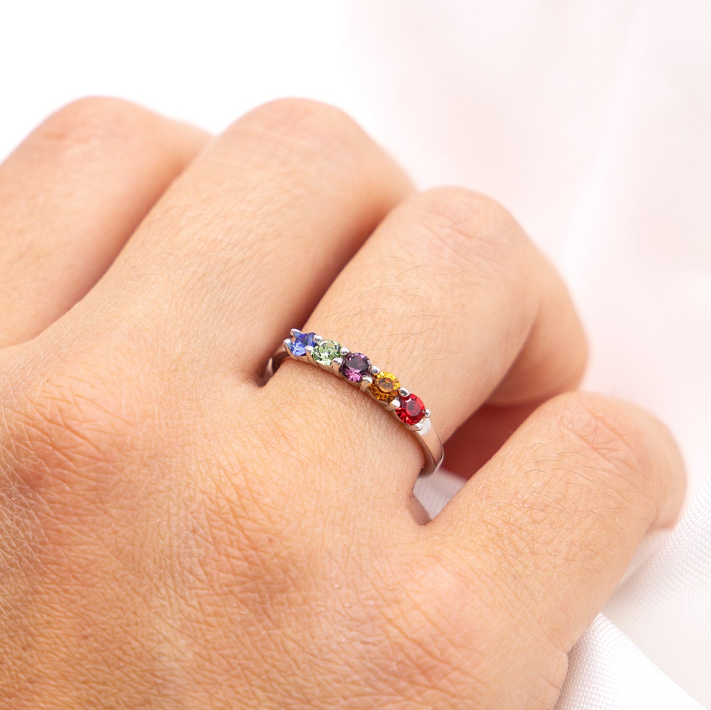 Ring 925/- Sterling Silber rhodiniert Kristall