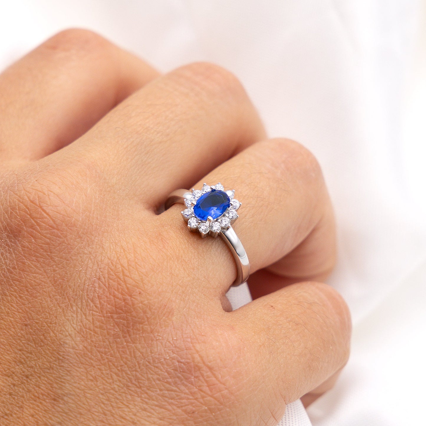 Ring 925/- Sterling Silber rhodiniert Glasstein