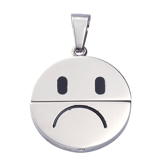 Anhänger Edelstahl glanz Smiley mit schwarzem Lack drehbar