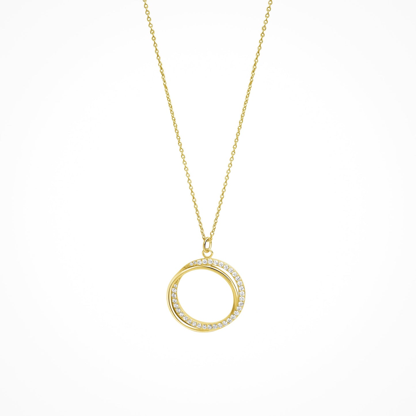 Halskette Ankerkette 925/- Sterling Silber vergoldet (teil) 45,0cm Zirkonia