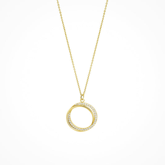 Celesta Silber - Damen-Halskette aus 925 Silber vergoldet 42+3cm lang mit weißen Zirkonia-Steinen besetzt
