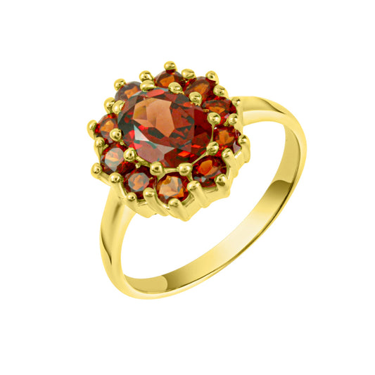 Damen-Ring 925/- Sterling Silber vergoldet mit 11x Granat