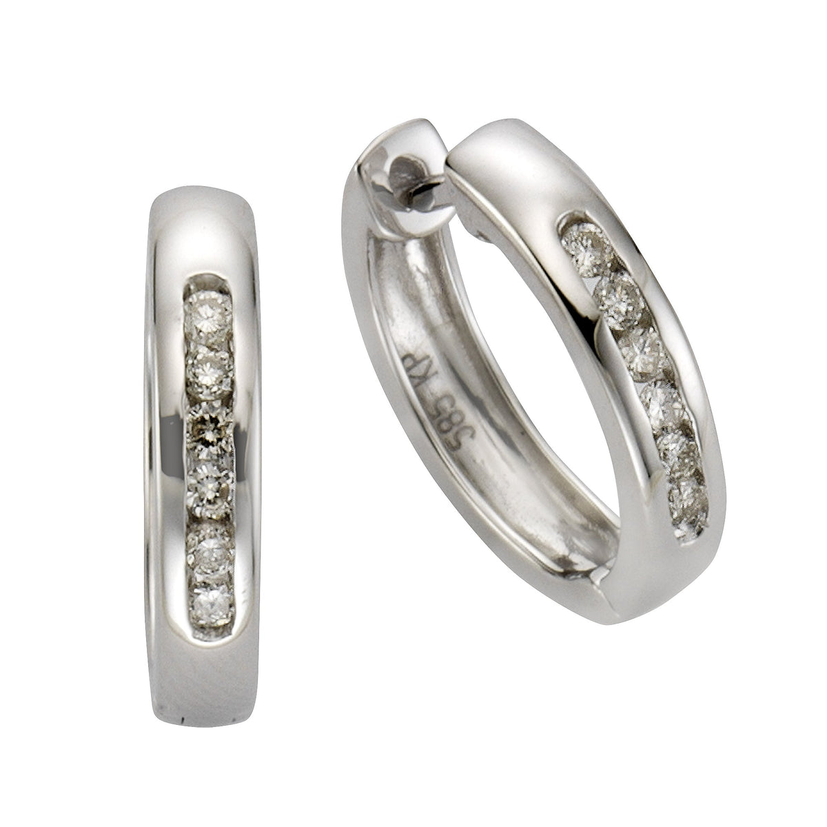 Creolen 585/- Gold rhodiniert 1,6cm Brillant 0,25ct.