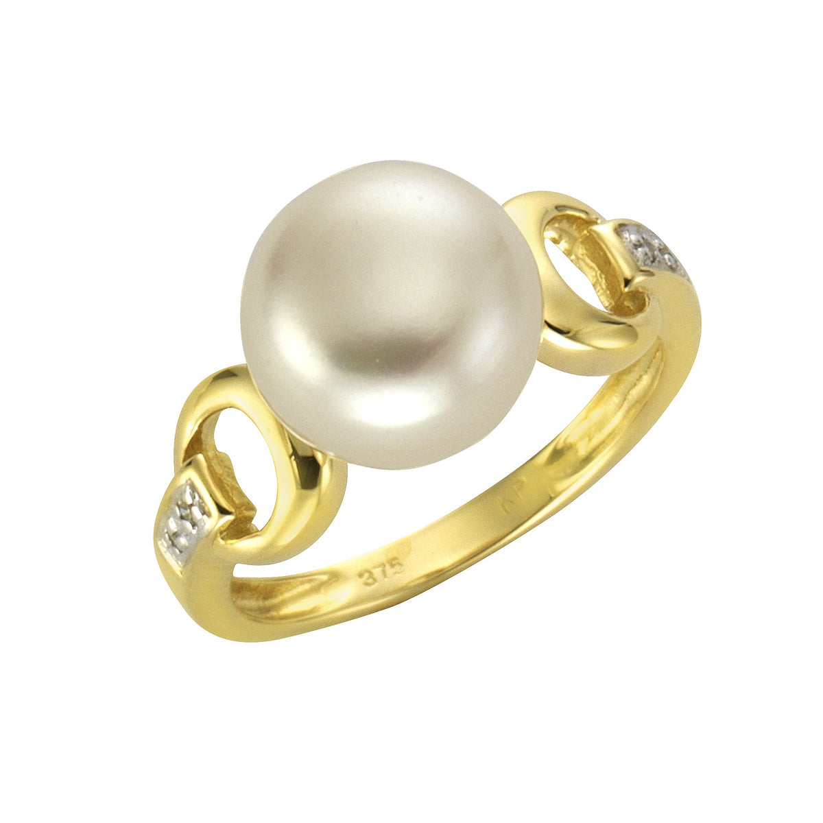 Diamonds by Ellen K. - Damen Ring 375 Gold zweifarbig Süßwasserzuchtperle Diamant 0,02ct.