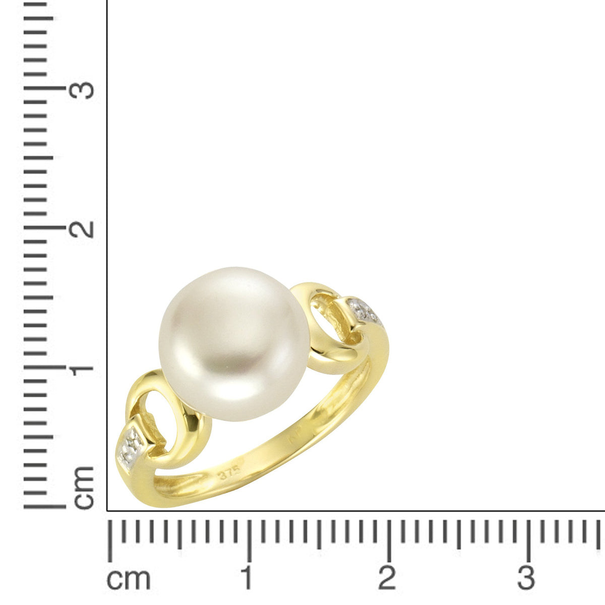 Ring 375/- Gold rhodiniert (teil) Diamant 0,02ct.