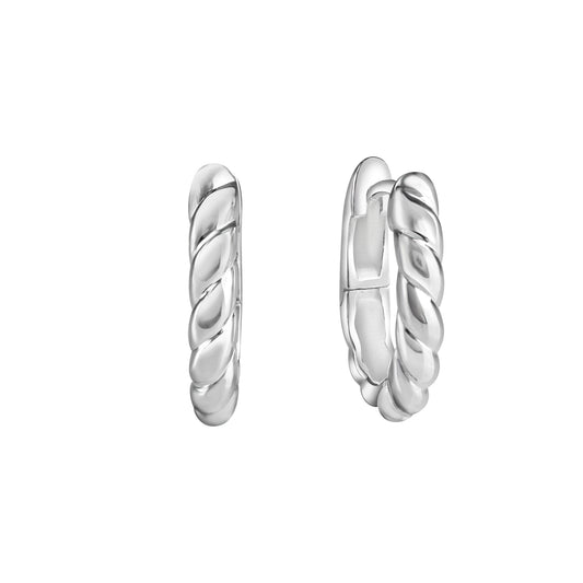 Celesta - Klappcreolen aus 925 Sterling Silber rhodiniert gedreht
