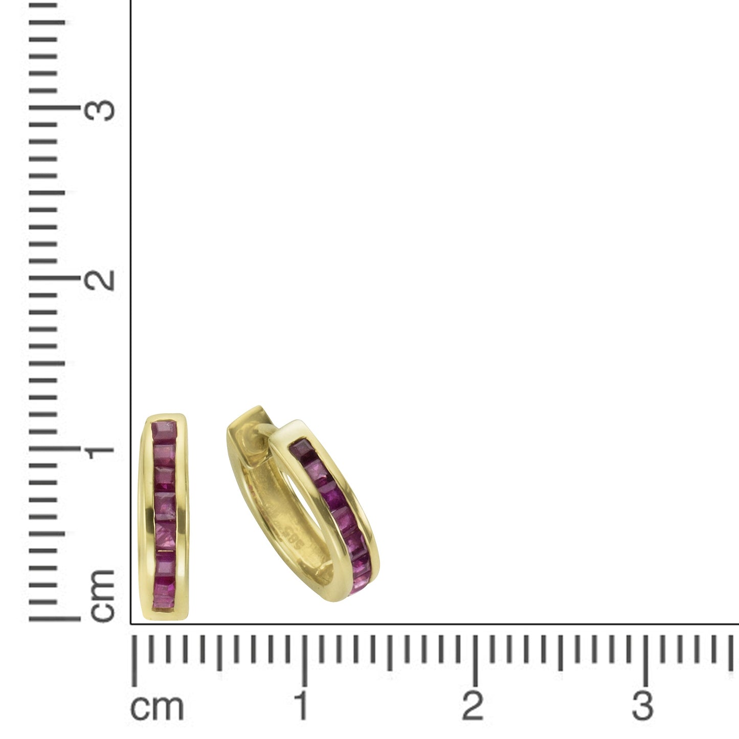 Ohrringe 585/- Gold 1,25cm Rubin 0,80ct.