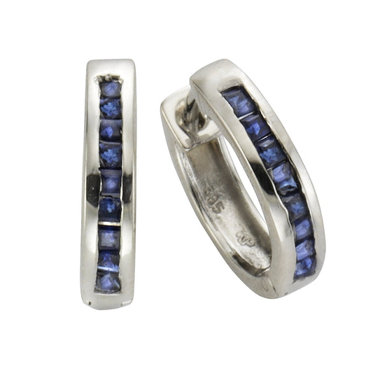 Fascination by Ellen K. - Damen-Creole aus 585 Weißgold 12mm Durchmesser mit 16 natürlichen blauen Safiren