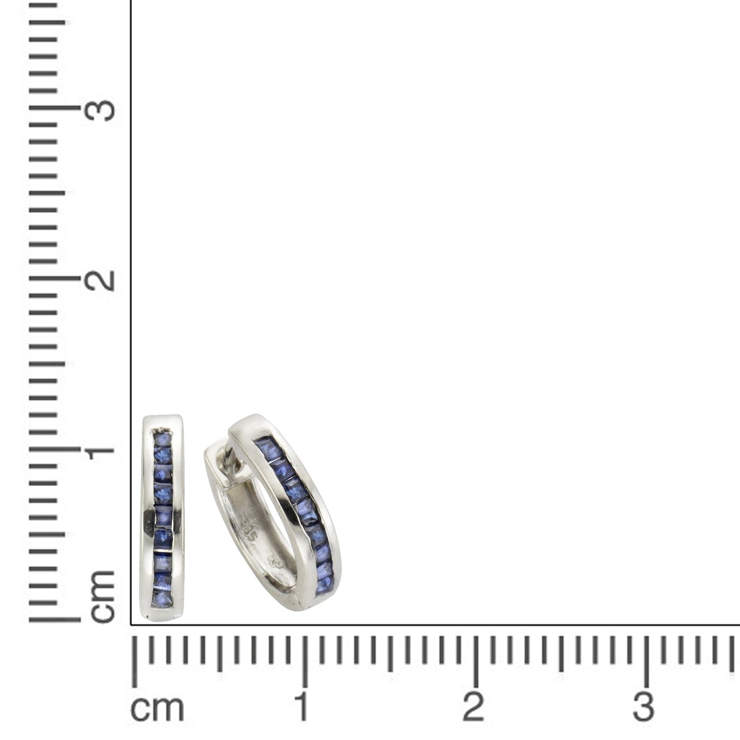 Ohrringe 585/- Gold rhodiniert 1,25cm Saphir 0,8ct