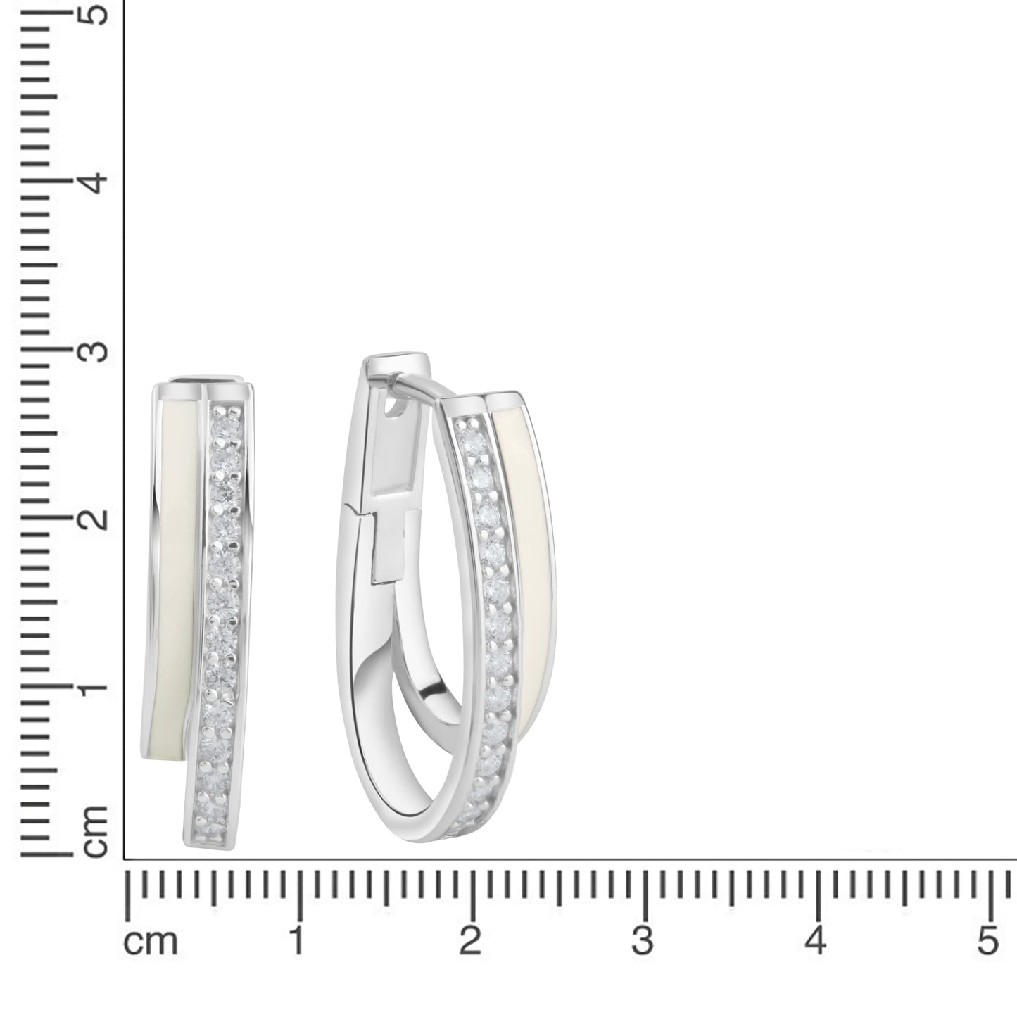 Klappcreolen 925/- Sterling Silber rhodiniert 2,15cm Zirkonia