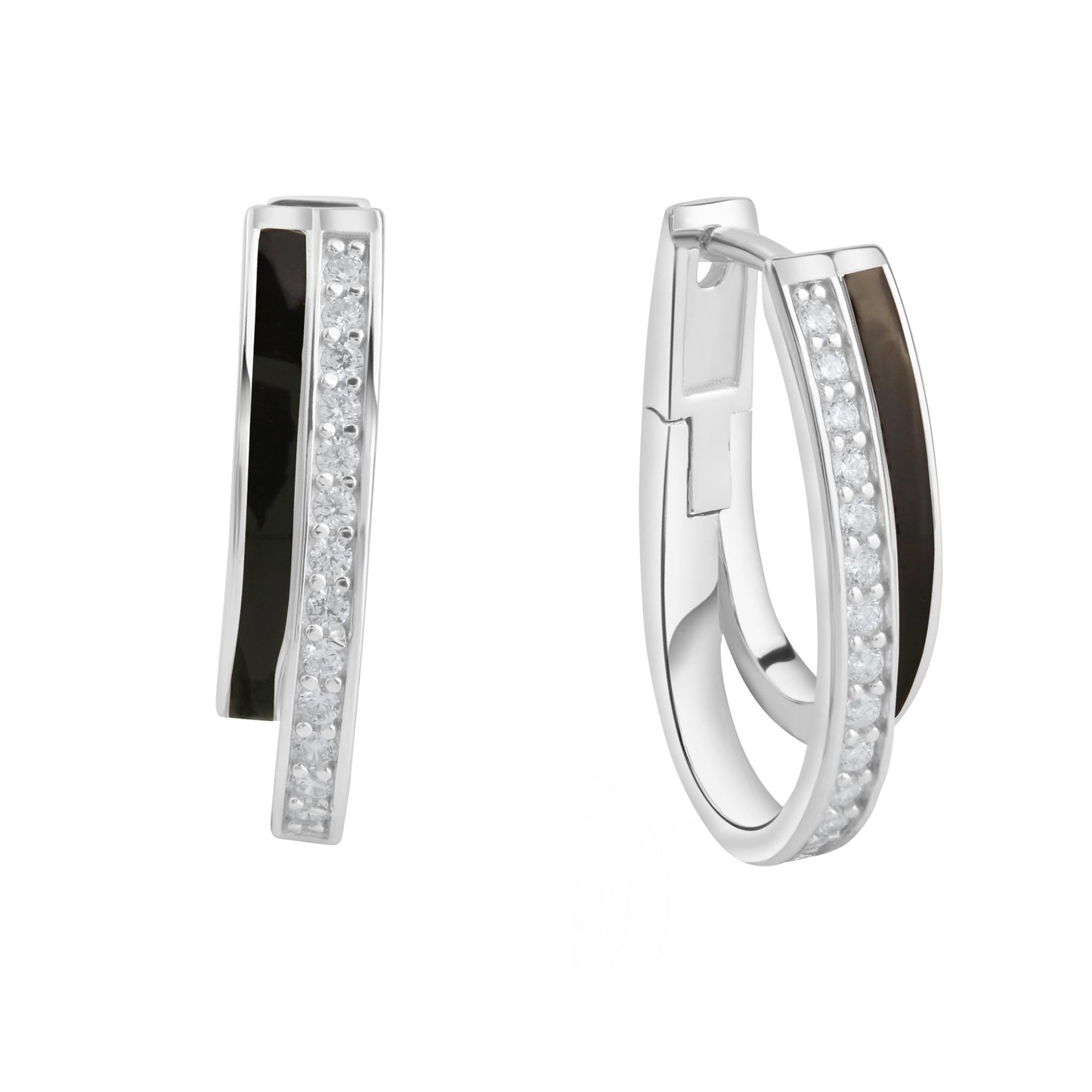 Klappcreolen 925/- Sterling Silber rhodiniert 2,15cm Zirkonia