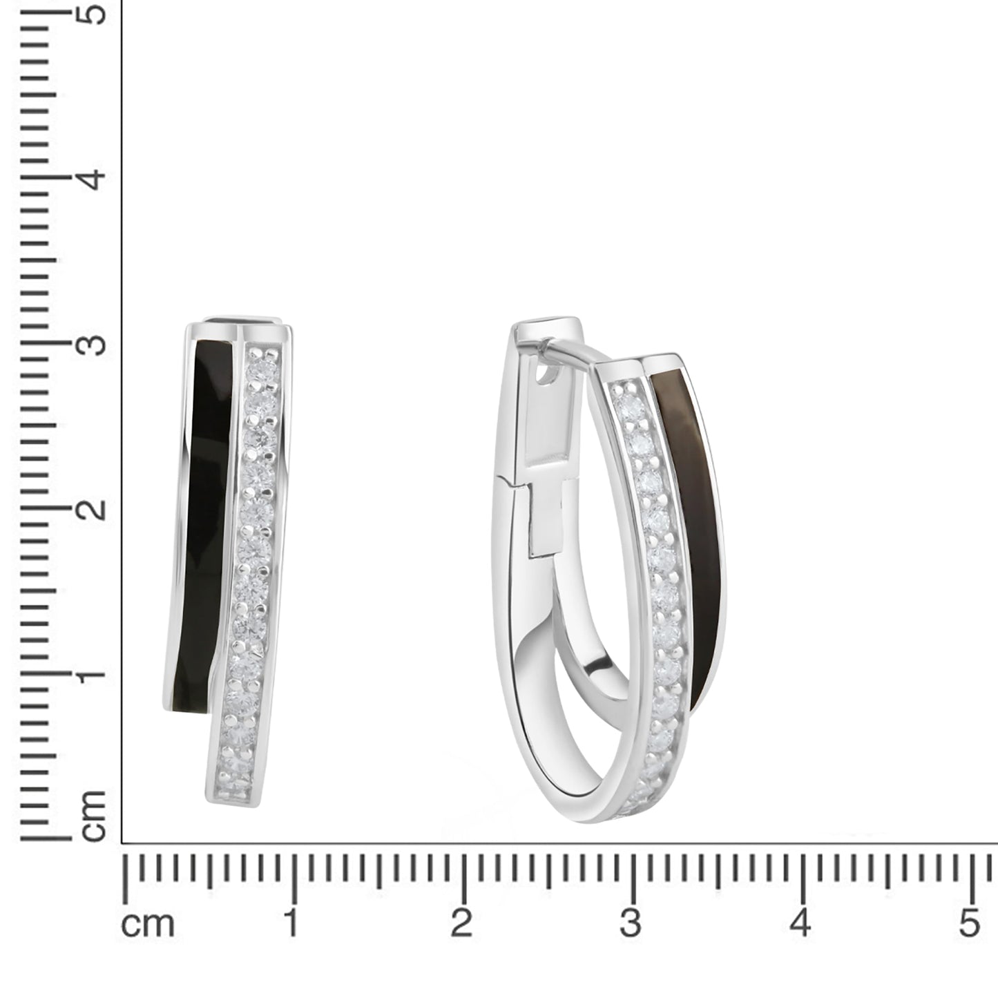 Klappcreolen 925/- Sterling Silber rhodiniert 2,15cm Zirkonia