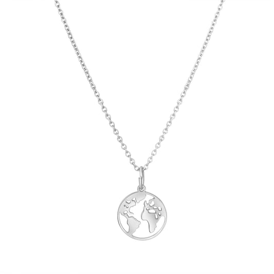 Anhänger mit Kette aus 925/- Sterling Silber rhodiniert Motiv Erde Ø 15mm