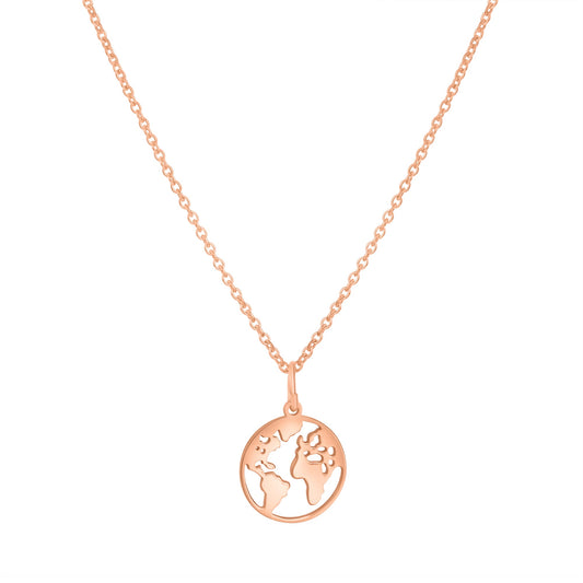 Anhänger mit Kette aus 925/- Sterling Silber rotvergoldet Motiv Erde Ø 15mm