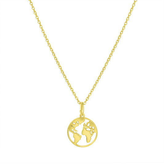 Anhänger mit Kette aus 925/- Sterling Silber vergoldet Motiv Erde Ø 15mm
