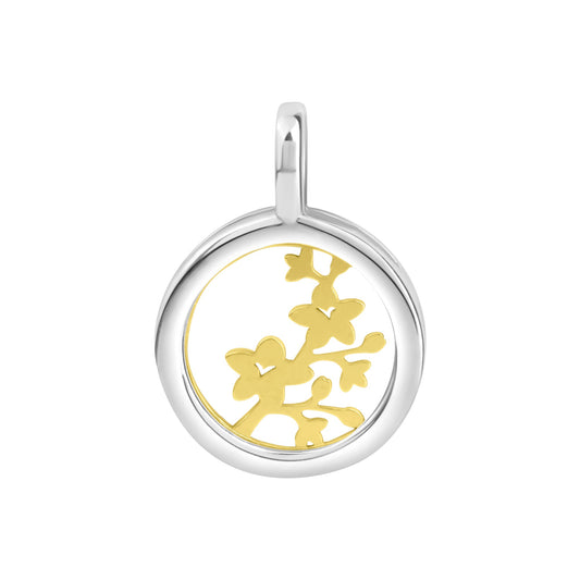 Anhänger aus 925/- Sterling Silber rhodiniert Permutt-einlage mit Blütenmuster teils vergoldet