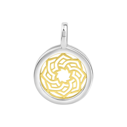 Anhänger aus 925/- Sterling Silber rhodiniert Permutt-einlage mit Rosenmuster teils vergoldet