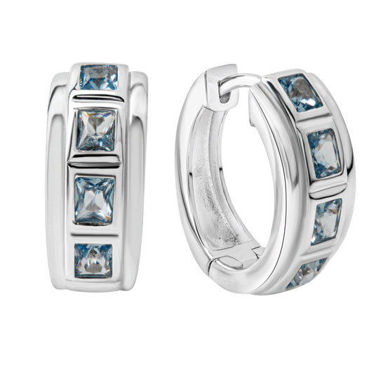Celesta - Creolen 925 Sterling Silber rhodiniert mit Blautopas