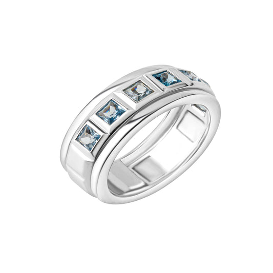 Celesta Silber Damen- Ring 925 Silber rhodiniert mit Blautopas
