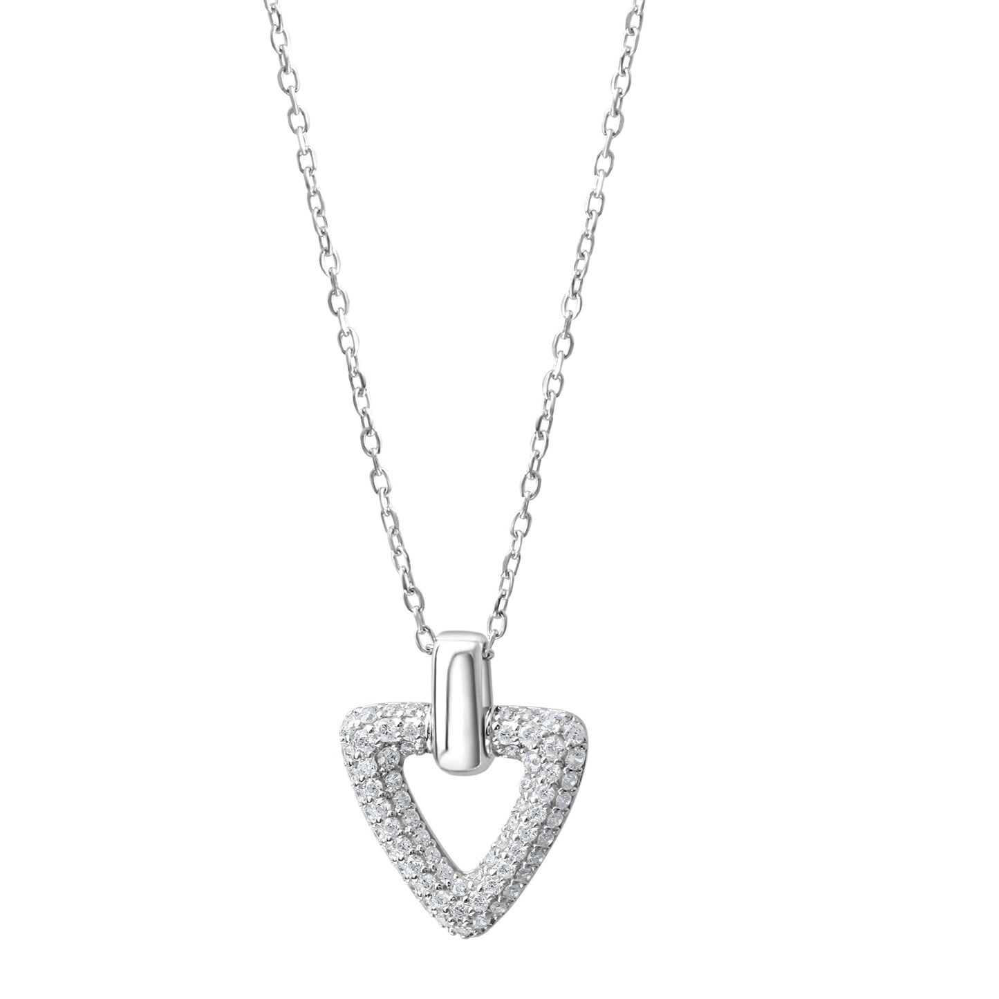 Anhänger mit Kette 925 Silber weiße Zirkonia Ankerkette 925/- Sterling Silber rhodiniert 45,0cm Zirkonia