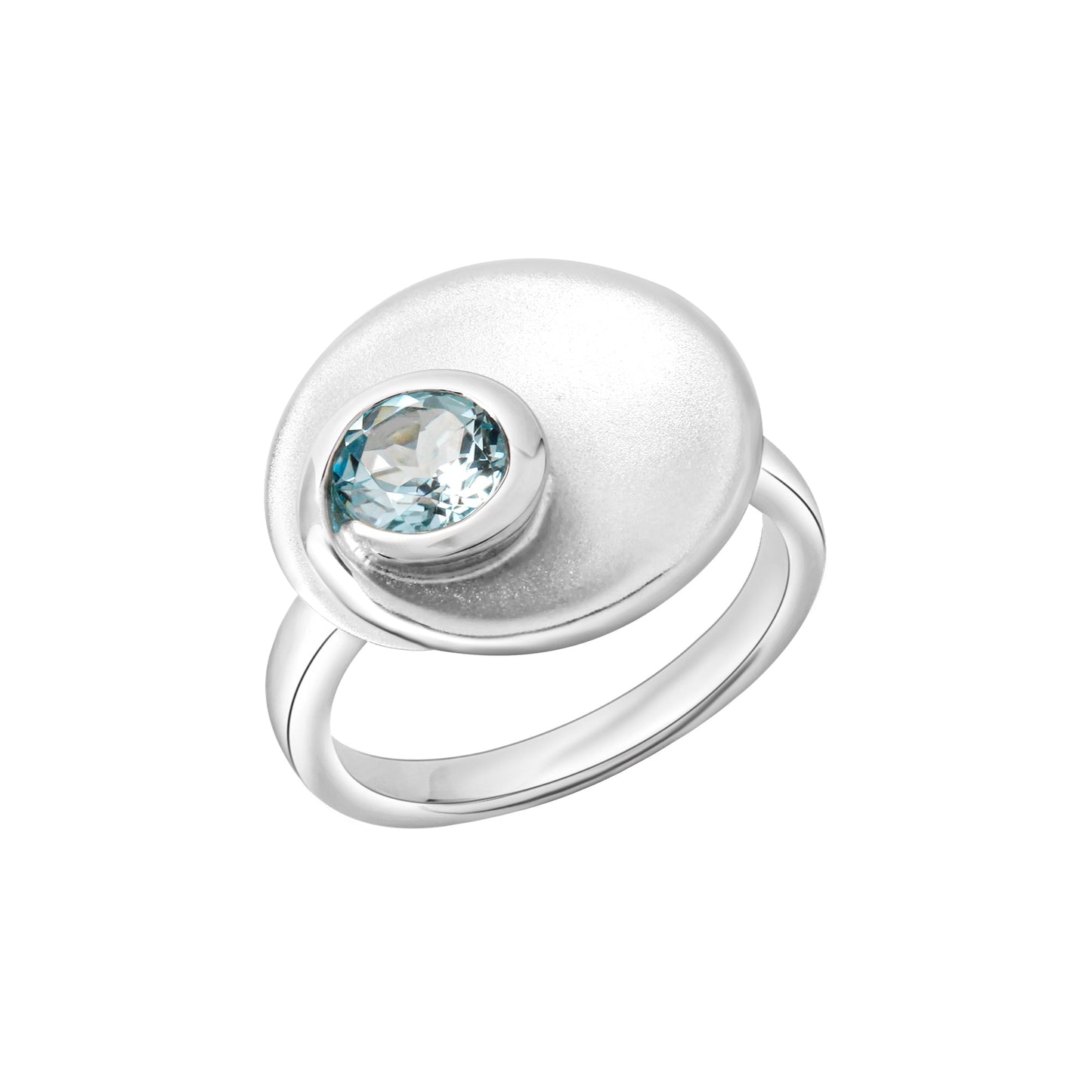 Ring 925 Silber matt Blautopas 925/- Sterling Silber rhodiniert Blautopas beh.