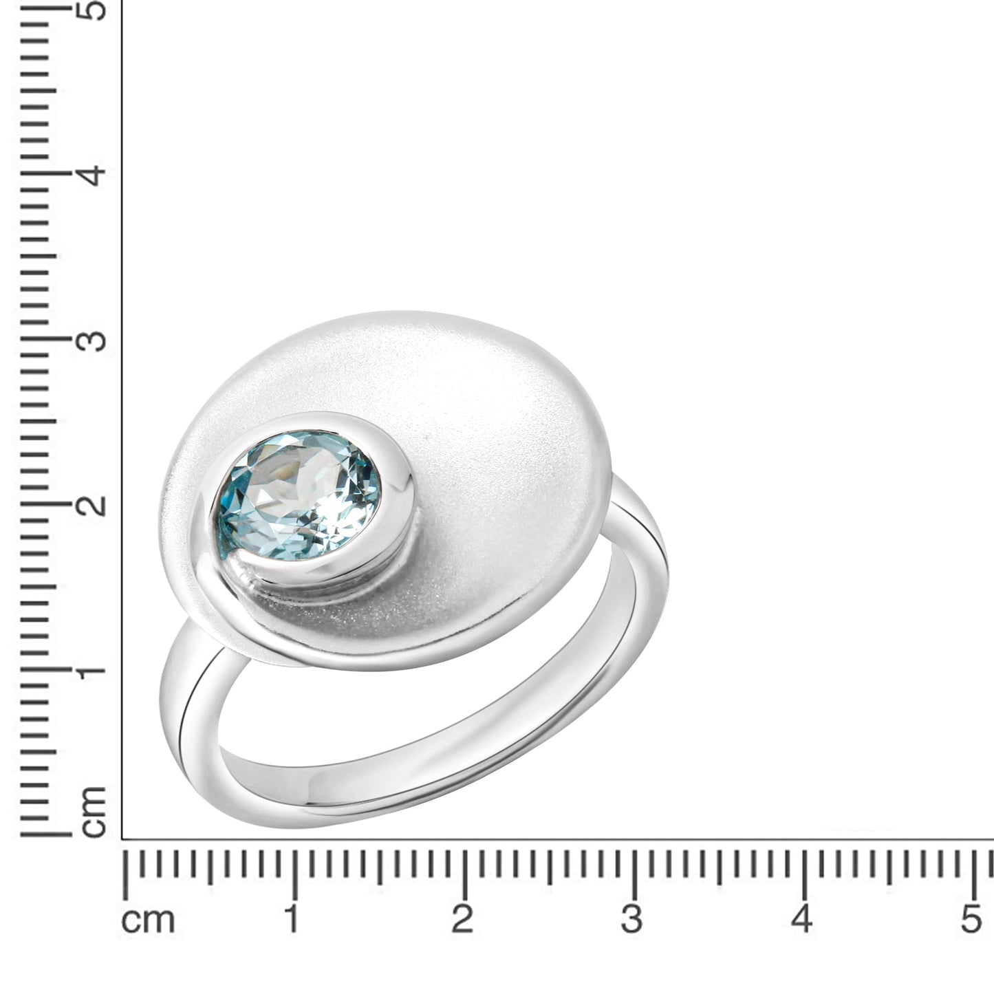Ring 925 Silber matt Blautopas 925/- Sterling Silber rhodiniert Blautopas beh.