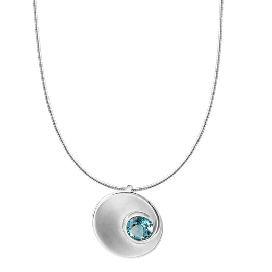 Celesta Silber 925 Halskette Damen mattiert mit echtem Blautopas