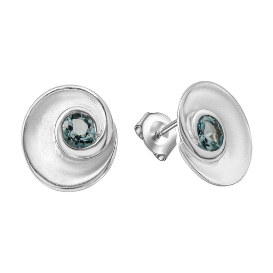 Celesta Silber Ohrringe 925 Silber rhodiniert, mattiert mit Blautopasen